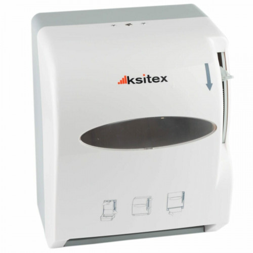 Диспенсер бумажных полотенец Ksitex AC1-13W в рулоне с механическим обрезанием бело-серый